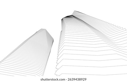 Architecture building 3d. Concept sketch.