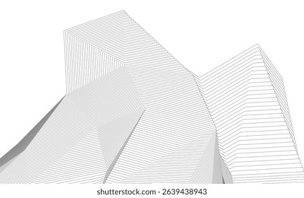 Architecture building 3d. Concept sketch.