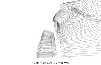 Architecture building 3d. Concept sketch.