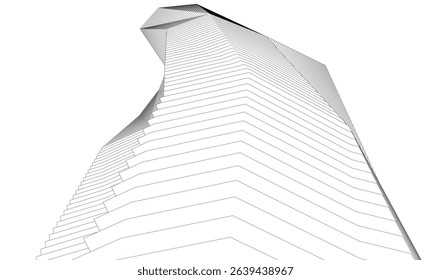 Architecture building 3d. Concept sketch.
