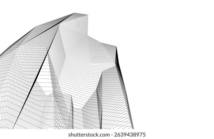 Architecture building 3d. Concept sketch.