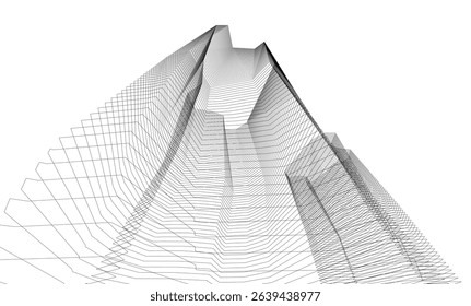 Architecture building 3d. Concept sketch.