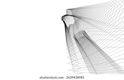 Architecture building 3d. Concept sketch.