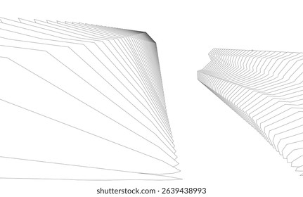 Architecture building 3d. Concept sketch.