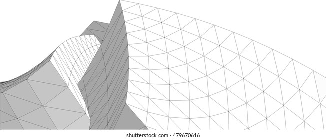 Architecture building 3d. Concept sketch.