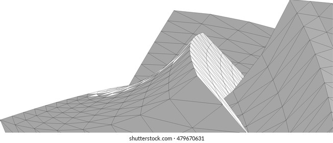 Architecture building 3d. Concept sketch.