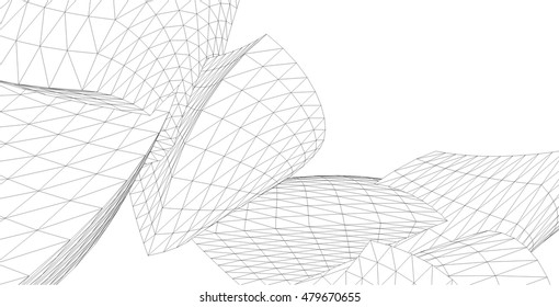 Architecture building 3d. Concept sketch.