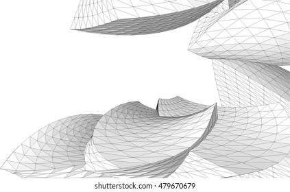 Architecture building 3d. Concept sketch.