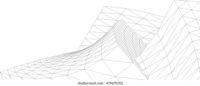 Architecture building 3d. Concept sketch.