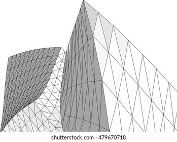 Architecture building 3d. Concept sketch.
