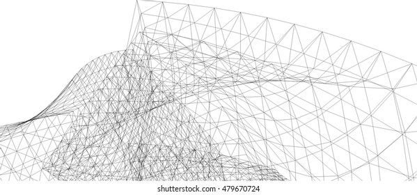 Architecture building 3d. Concept sketch.