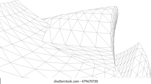 Architecture building 3d. Concept sketch.