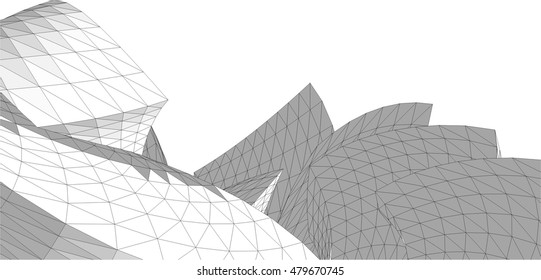 Architecture building 3d. Concept sketch.