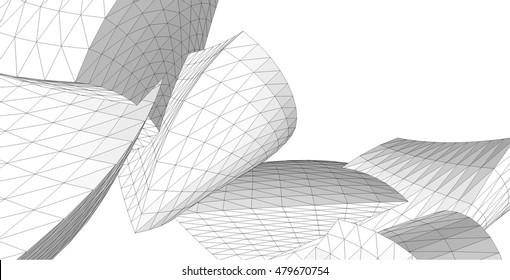 Architecture building 3d. Concept sketch.