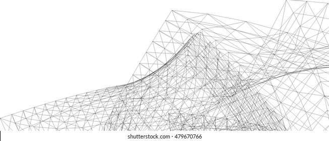 Architecture building 3d. Concept sketch.