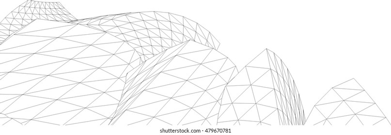 Architecture building 3d. Concept sketch.