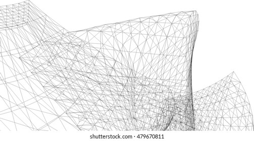 Architecture building 3d. Concept sketch.