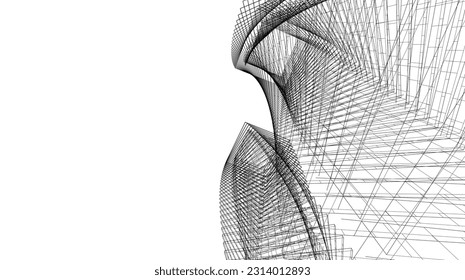 Edificio de arquitectura 3d. Fondo de diseño