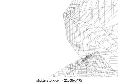 Architecture building 3d drawing vector illustration