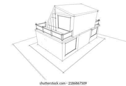 Arquitectura construyendo ilustración vectorial 3d