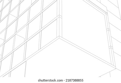 Architecture building 3d drawing vector illustration