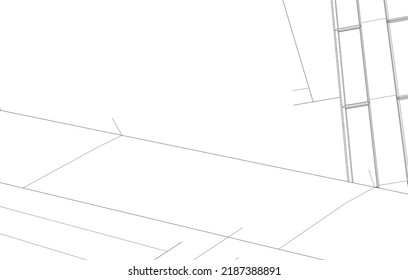 Architecture building 3d drawing vector illustration