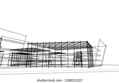 Architektur-Gebäude 3D-Zeichnung, Vektorgrafik