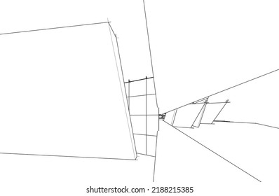 Architecture building 3d drawing vector illustration