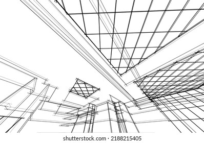 Arquitectura construyendo ilustración vectorial 3d