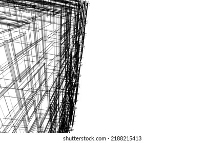 Architecture building 3d drawing vector illustration