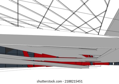 Architecture building 3d drawing vector illustration