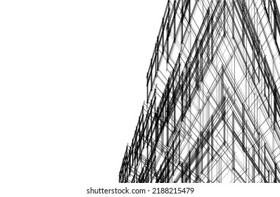 Architecture building 3d drawing vector illustration
