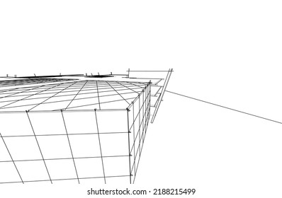 Architecture building 3d drawing vector illustration