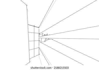 Arquitectura construyendo ilustración vectorial 3d