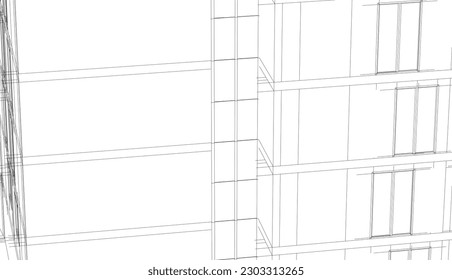 Arquitectura construyendo ilustración vectorial 3d