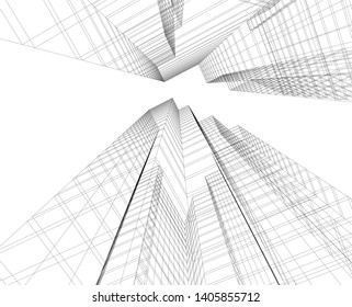 architecture building 3d, geometric background
