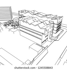 architecture building 3d illustration