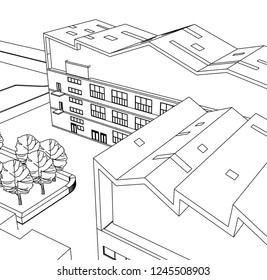 architecture building 3d illustration