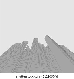 Architecture building. 3d mesh background