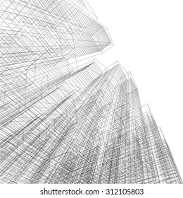 Architecture building. 3d mesh background