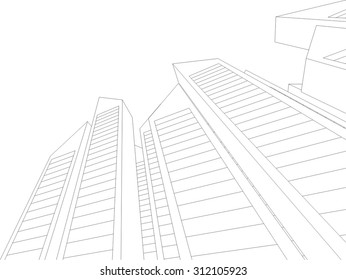 Architecture building. 3d mesh background