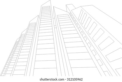Architecture building. 3d mesh background