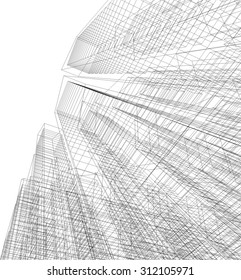 Architecture building. 3d mesh background
