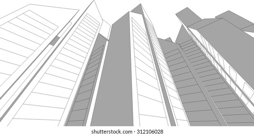 Architecture building. 3d mesh background