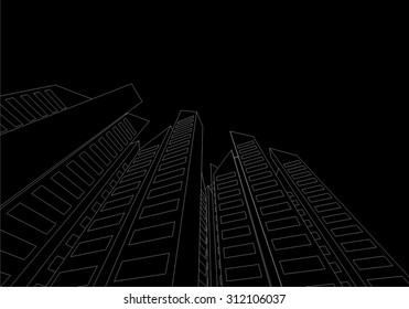Architecture building. 3d mesh background