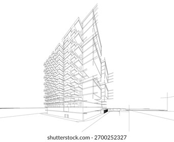 Architekturgebäude 3D-Vektorgrafik