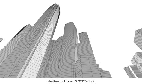 Edificio de arquitectura 3d dibujo vectorial