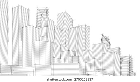 Architecture building 3d vectoe drawing