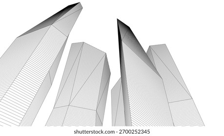 Architecture building 3d vectoe drawing
