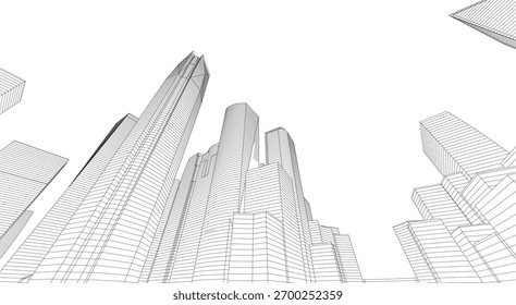 Architecture building 3d vectoe drawing